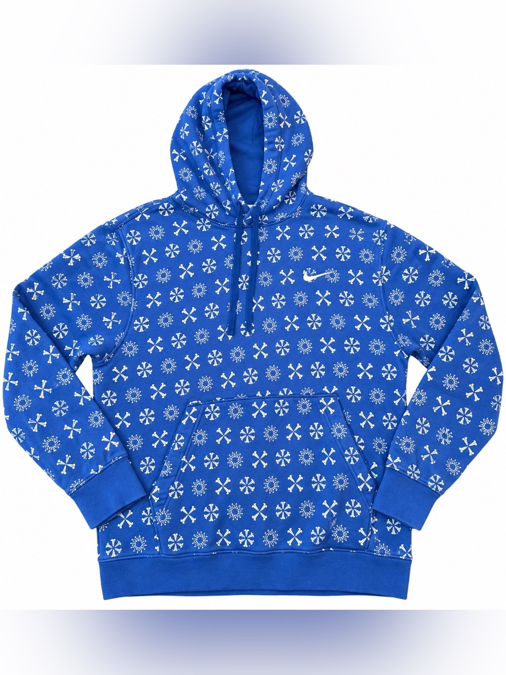 Nike Men’s Blue All Over Swoosh Print Pullover Hoodie Sweatshirt Size Small
